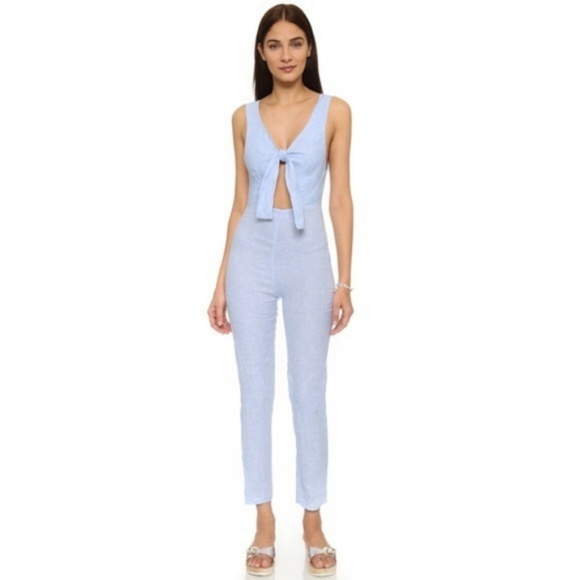 SOLID & STRIPED Pants - [Solid & Striped] Light Blue Linen Jumpsuit Pants